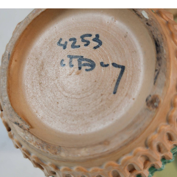 Beautiful Mid-Century Modern Wrapped Textured Multicolor Pottery Vase Italy 8.5" - Picture 6 of 10